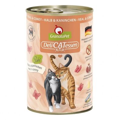 GranataPet Katzen Nassfutter Dosenfutter Paket Kalb & Kaninchen 6x400g