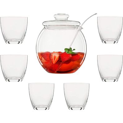 Bohemia Crystal Libera Bowle Set Glas Partygeschirr 9 teilig