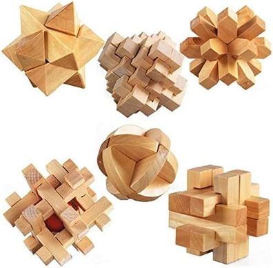 3D-Holzwérfel-Denkspiel$Holz-Denkspiele, 6er-Set, Holzwérfel-3D-Puzzles fér Kinder u