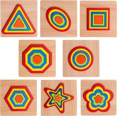 8-teiliges Formpuzzle, Kleinkinder-Puzzlespiele, Holzspielzeug, Montessori-Formsorti