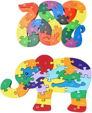 Tier-Holzpuzzle, Bausteine-Puzzles, Alphabet-Puzzle, Vorschul-Lernen, pädagogisches