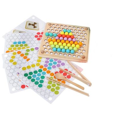 Spielzeug Montessori Holzspielzeug Hände Gehirntraining Clip Perlen Puzzle Brett Mat