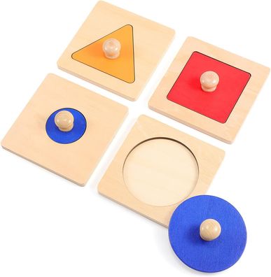 Stéck Geometrische Puzzle Board Montessori Mehrere Form Puzzle Knopf Holzpuzzle Vors