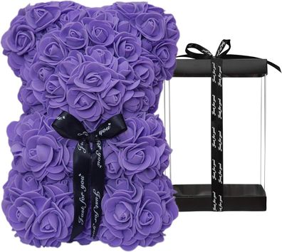 Rosenbär, Rosen-Teddybär, Blumengeschenk, schwarze Box fér Valentinstag, Jahrestag,