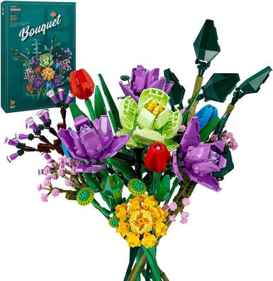 Blumenstrauß Mini-Bausatz fér kénstliche Blumen, DIY-Bausteinset mit 999 Teilen, kom