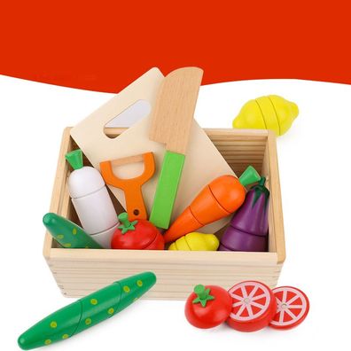 Holzspielzeug Kinder-Lebensmittelsimulationsspiel Kochen, Rollenspiel Magnetisches O