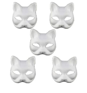 Stéck DIY weiße Papiermaske Fuchs Katze Gesicht Zellstoff blank handbemalt Maske Per