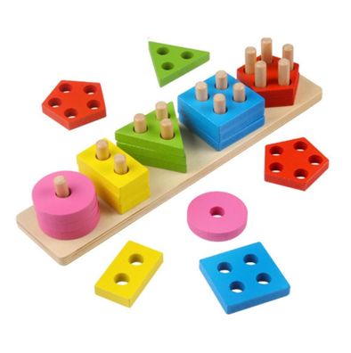 Steckplatte Holz Holzpuzzles Sortierspiel Holzsteckspiel Sortier Stapel Steckspielze