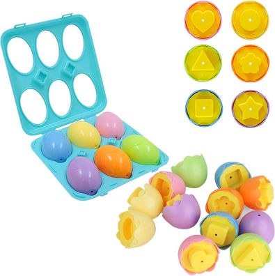 Color Shape Maching Eggs , Easter Educational Maching Egg Set Toy with Yellow Holder