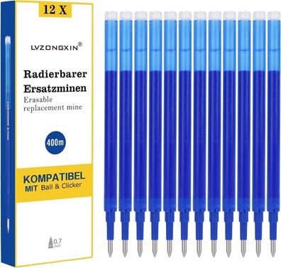 12x Lvzongxin Upgraded Ersatzminen 0,7mm, Kompatibel mit Pilot FriXion Minen