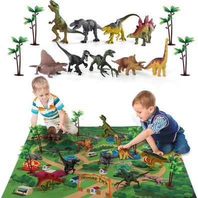 Dinosaurier Spielzeugfigur mit Aktivit?t Spielmatte & B?ume, p?dagogisch realistisch