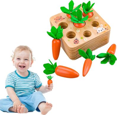 Holzspielzeug Montessori, Karottenspielzeug, Holzsortierspiel fér Kinder, Motorikspi