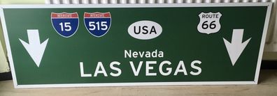 XXL US Strassenschild Las Vegas Nevada USA-115x40 cm Interstate 15/515 Route 66