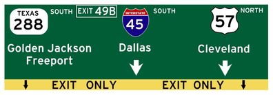 XXL US Strassenschild Dallas Cleveland Freeport Interstate 45 115x40 cm