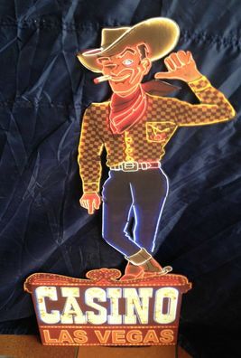 XXL Blechschild: Casino Las Vegas Cowboy "Vegas Vic" - 80 cm x 37 cm Vegas Strip