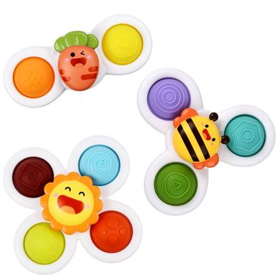 3-teiliges Saugnapf-Spinner-Spielzeug, Baby-Spinner mit Grébchen-Spielzeug und Pop-Z