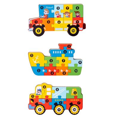 Kleinkinder-Puzzles, 3 Sätze Tier-Puzzles, bunte nummerierte Holzpuzzles fér Babys,