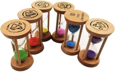 Sanduhr-Set, Sanduhr-Timer aus Holz, 30 Sek./1 Min./2 Min./3 Min./5 Min./10 Min., fé