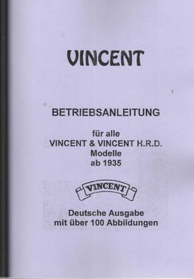 Bedienungsanleitung Vincent, Modelle ab 1935, Motorrad, Oldtimer