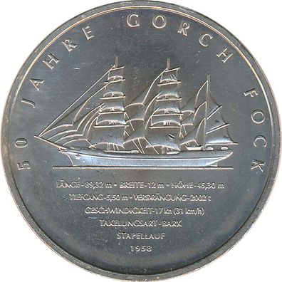 BRD 10 Euro 2008 J Gorch Fock Silber*