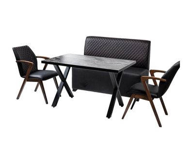 Loft Küchen Essgarnitur Modernes Esszimmer Set Bank Sessel Lehnstuhl Sets 4tlg