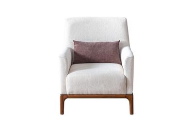 Design Sessel 1 Sitzer Luxus Relax Textil Weiß Sessel in Wohnzimmer