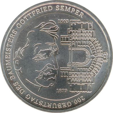 BRD 10 Euro 2003 G Gottfried Semper Silber*