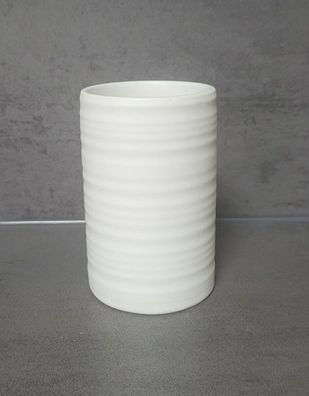 Sahara Weiss Zahnputzbecher/ Zahnbecher/ Becher Keramik in Rillen-Design