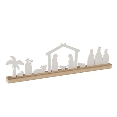 Holz Weihnachts Krippe Silhouette - 50 x 14 cm - Advent Winter Deko Aufsteller