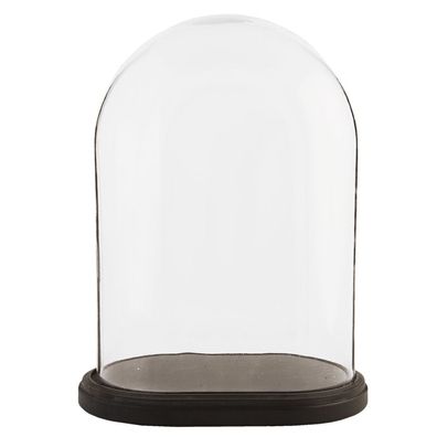 Clayre & Eef Glocke 33x22x42 cm Braun Glas Holz Oval (Gr. 32x21x42 cm)