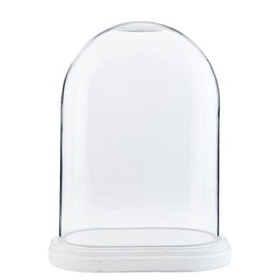 Clayre & Eef Glocke 26x15x33 cm Holz Glas Oval (Gr. 26x15x33 cm)