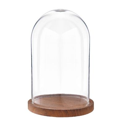 Clayre & Eef Glocke Ø 17x25 cm Transparant Glas Holz (Gr. Ø 17x25 cm)