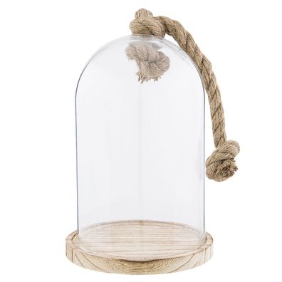 Clayre & Eef Glocke Ø 17x29 cm Holz Glas Rund (Gr. Ø 17x29 cm)