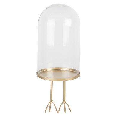 Clayre & Eef Glocke Ø 13x30 cm Goldfarbig Eisen Glas Rund (Gr. Ø 13x30 cm)