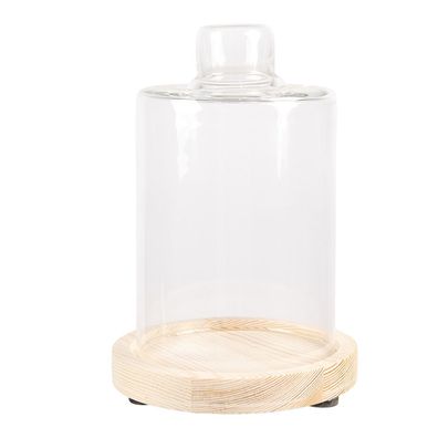 Clayre & Eef Glocke Ø 11x17 cm Braun Holz Glas Rund (Gr. Ø 11x17 cm)