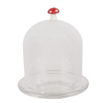 Clayre & Eef Glocke Ø 10x12 cm Transparant Glas Pilze (Gr. Ø 10x12 cm)