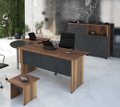 Eckbürotisch Computermöbel Arbeitstisch Büromöbel 3tlg Holz Set Braun