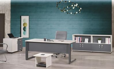Arbeitstisch Büromöbel Computermöbel Schreibtisch 4tlg Holz Set Grau
