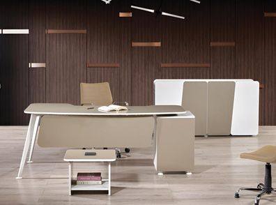 Arbeitstisch Komplettbüro Büromöbel Schreibtisch 3tlg Holz Set Beige