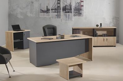 Tisch Büro Möbel Arbeitszimmermöbel Schreibtisch Set 4tlg Holz Grau