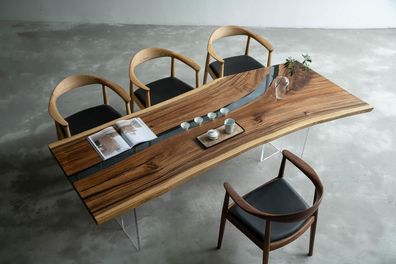 River Table Epoxidharz Couchtisch Massiv Tische 240x100 Flusstisch Echtes Holz