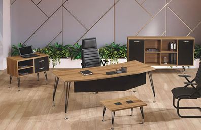 Luxus Möbel Büro Arbeitszimmermöbel Schreibtisch Set 4tlg Holz Schwarz