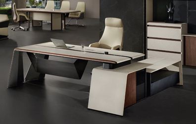 Design Büro Schreibtisch Tisch Sessel Einrichtung Ecktisch mit Stuhl 2tlg. Neu