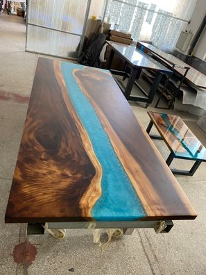Moderne Tische Esstisch Design Tisch Harz Meer Fluss Möbel 220x90 Epoxid Ozean