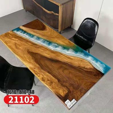 Tische Esstisch Design Tisch Moderne Meer Fluss Möbel 161x81 Epoxid Harz Ozean
