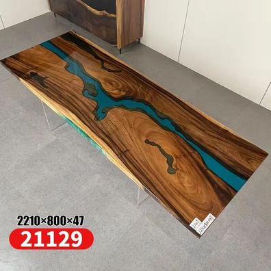 Epoxid Harz Esstisch Echtes Holz Massive Möbel Wasserfall Epoxy Tisch 221x80cm