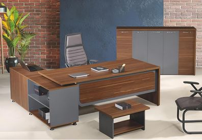 Garnitur Büro Eckbürotisch Bürotisch Set 3tlg Holz Büromöbel Braun