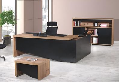 Büromöbel Komplettbüro Eckbürotisch Büro Bürotisch 3tlg Holz Schwarz