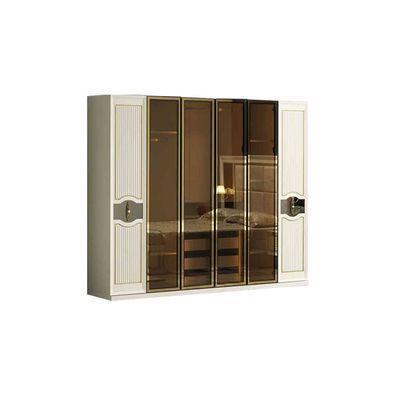 Moderner Beiger Kleiderschrank Schlafzimmer Edle Holz Möbel Glasschrank