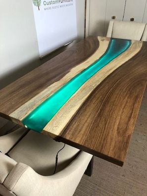 tisch esstisch tische epoxid harz epoxy echtes holz massive design möbel 240x100